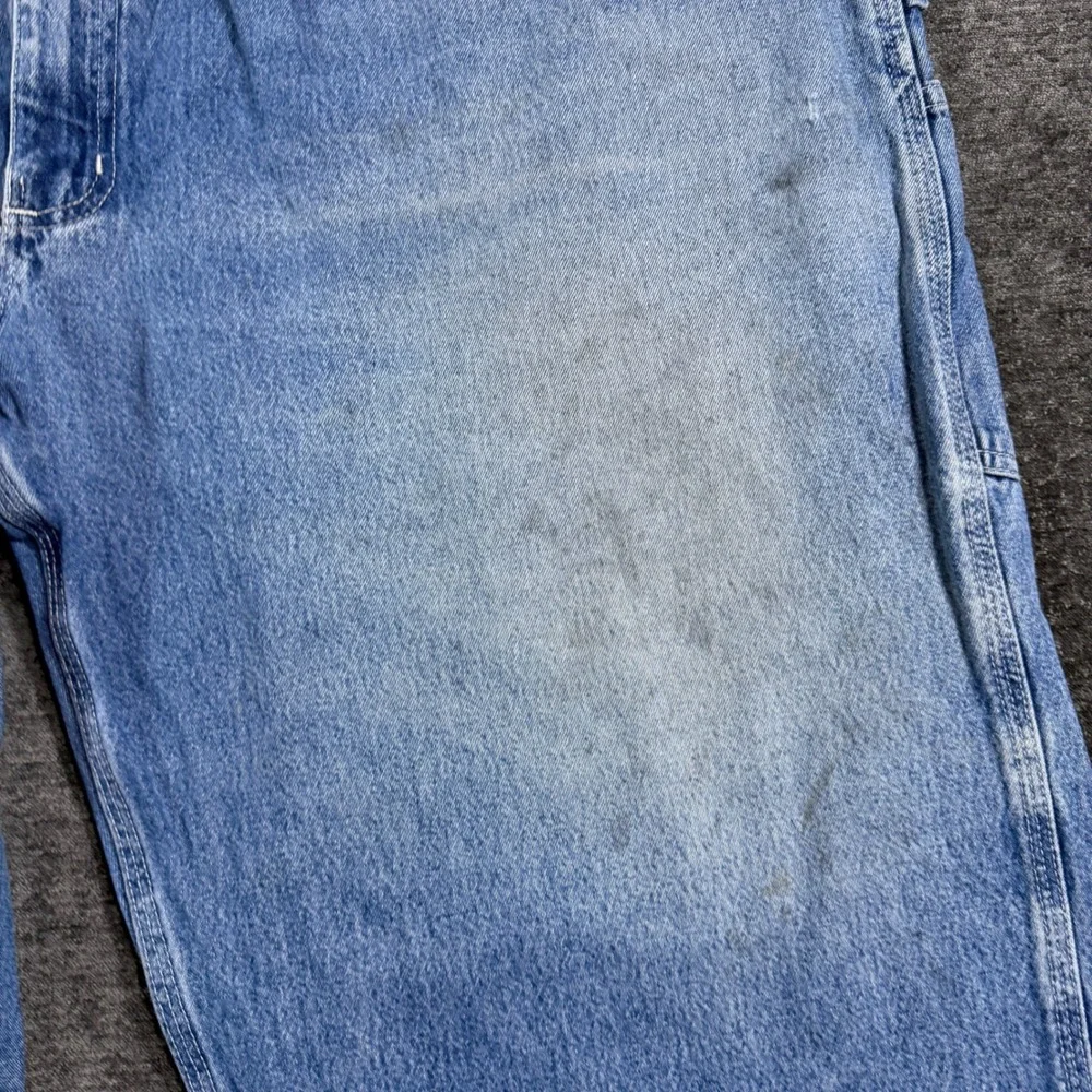 Carhartt B13 DST Men 46x32 Blue Denim Dungaree Carpenter Jeans Suspender Buttons